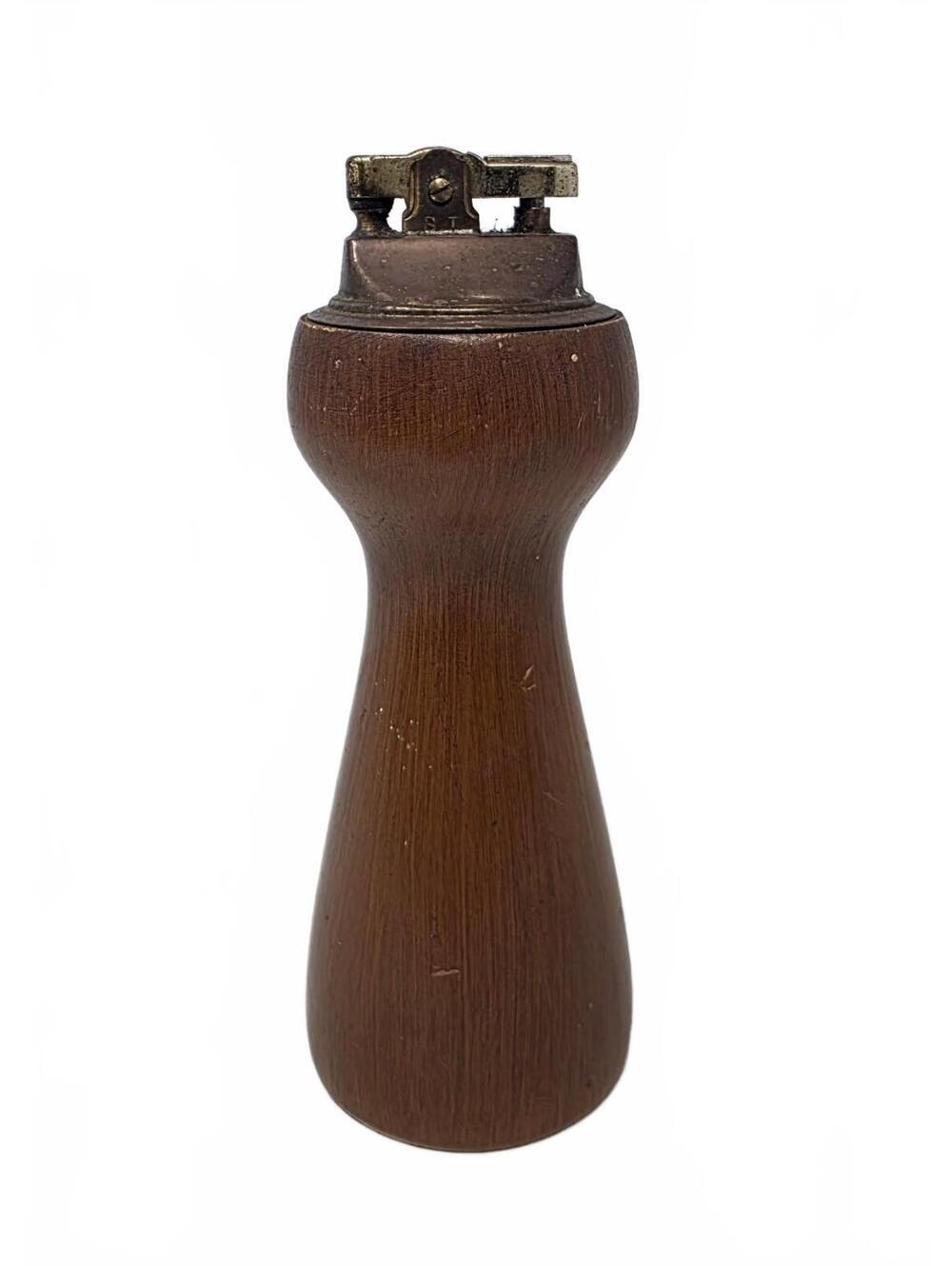 Vintage Japanese Wood Table Lighter | Mid Century Desk Lighter